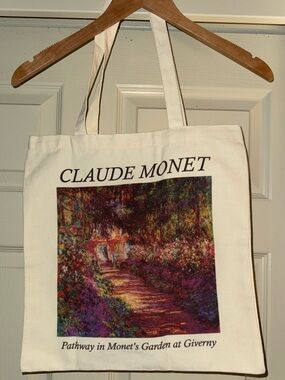 Claude Monet Garden Print Canvas Tote - Cream
